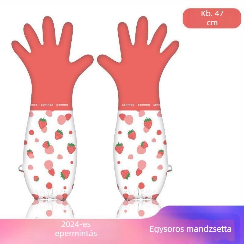 Hosszú mosogató kesztyű fleece béléssel, vízálló, csúszásmentes, PVC, 30 cm hosszú