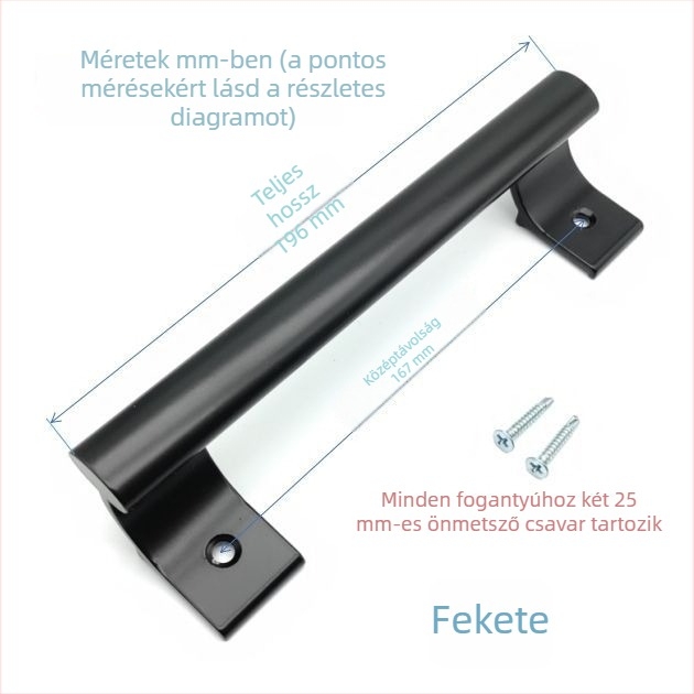 Tömör alumíniumötvözet tolóajtó fogantyú, furattávolság 167 mm