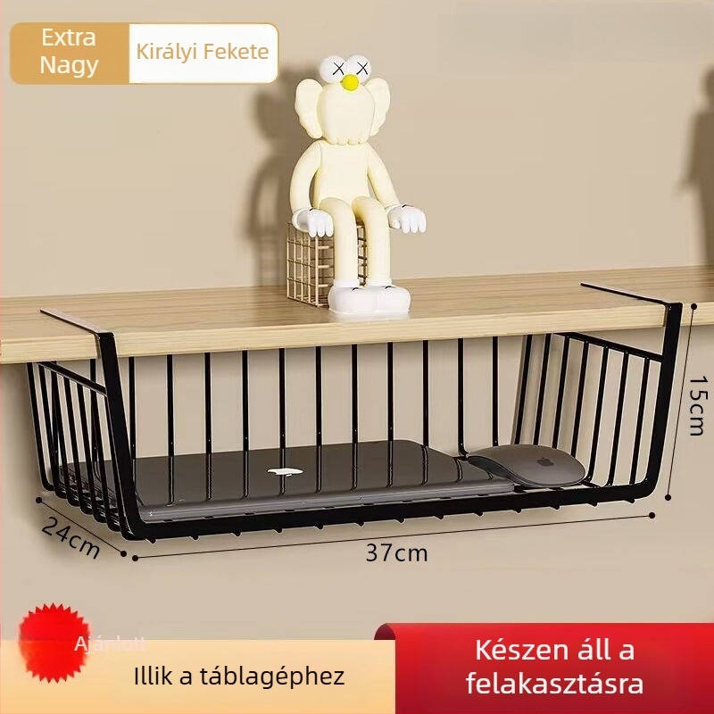 Konyhai függő tároló, egy szintű fűszerkosár, rozsdamentes acélból, a szekrény alatt