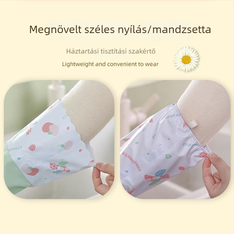Téli velúr béléses vízálló gumikesztyűk konyhai tisztításra, mosogatásra és háztartási feladatokra, hosszú ujjak