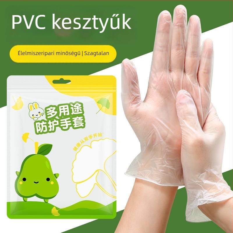 Egyszer használatos PVC kesztyűk, élelmiszer-minőség, otthoni használatra, konyhai mosogatáshoz