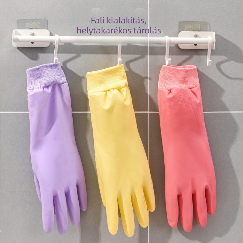 Vastag PVC konyhai kesztyűk, vízállóak és tartósak, edények mosásához, főzéshez, ruhák mosásához és takarításhoz.