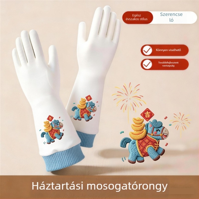 Nitril háztartási kesztyűk konyhára, hosszított kivitel, áttörés- és vágásálló, vízálló tisztításhoz és mosáshoz