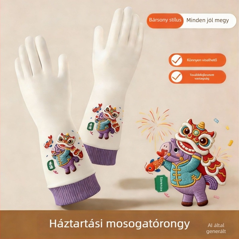 Nitril háztartási kesztyűk konyhára, hosszított kivitel, áttörés- és vágásálló, vízálló tisztításhoz és mosáshoz