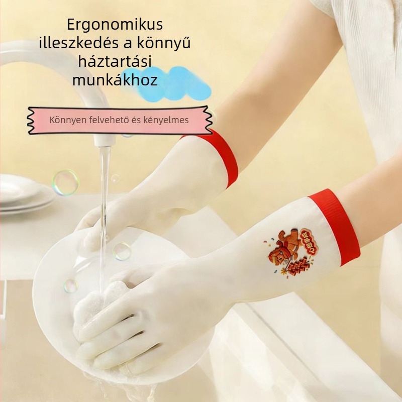 Nitril háztartási kesztyűk konyhára, hosszított kivitel, áttörés- és vágásálló, vízálló tisztításhoz és mosáshoz