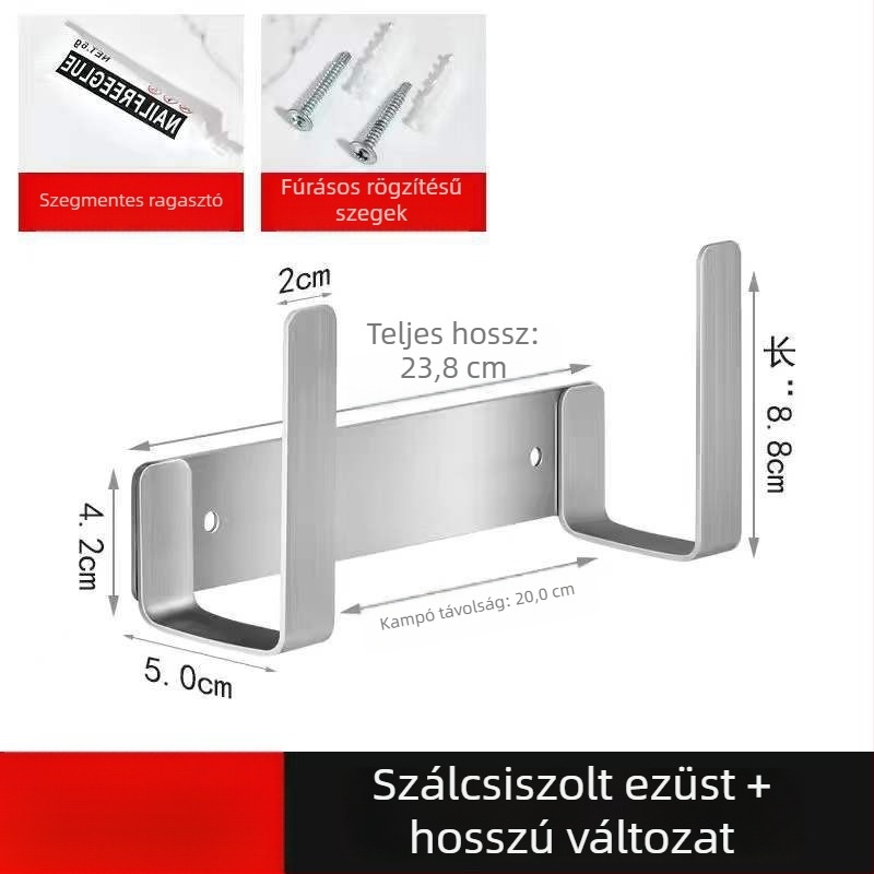 Falfelületre szerelhető, fúrás nélkül használható tároló fedők és vágódeszkákhoz, rozsdamentes acélból