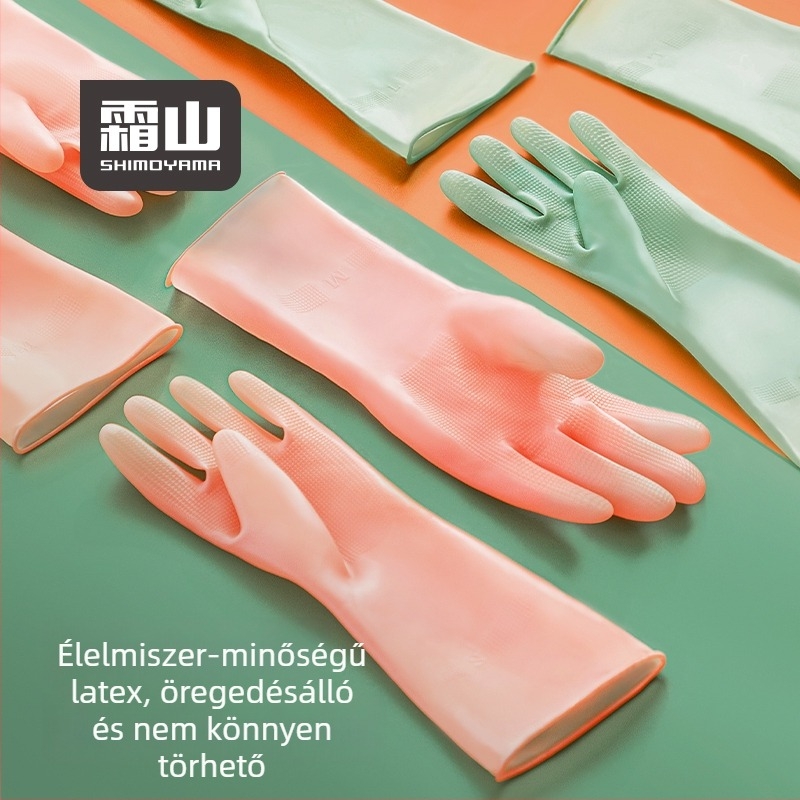 Latex mosogató kesztyűk, élelmiszer-minőségű, konyhai és háztartási feladatokra, vastagított, tartós, 31 cm hosszú