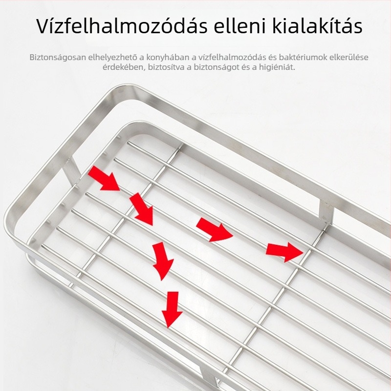 Rozsdamentes acélból készült falra szerelhető fűszerrács — fúrás nélküli tároló