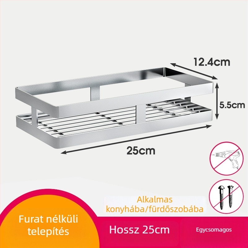Rozsdamentes acélból készült falra szerelhető fűszerrács — fúrás nélküli tároló