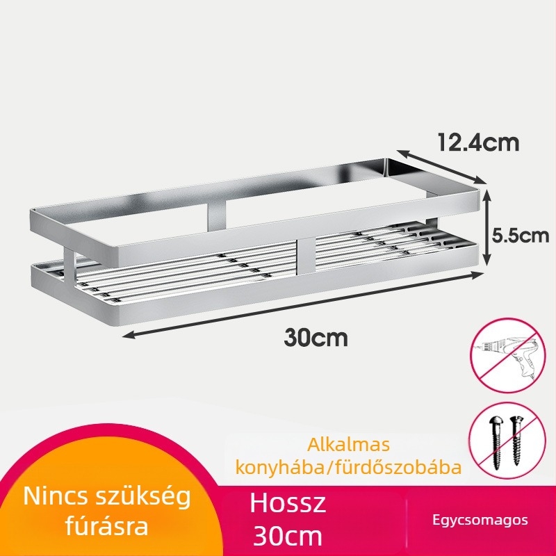 Rozsdamentes acélból készült falra szerelhető fűszerrács — fúrás nélküli tároló