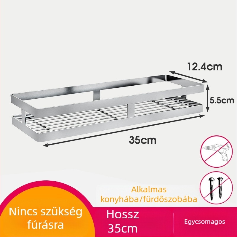 Rozsdamentes acélból készült falra szerelhető fűszerrács — fúrás nélküli tároló
