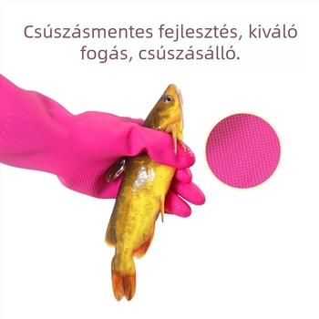 Latex kesztyű vastagított ín-fogással, marháinból származó markolattal, koreai stílusú hosszú ujjal, kopásálló, vízálló és csúszásmentes, konyhai és ipari használatra