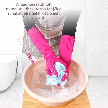 Latex kesztyű vastagított ín-fogással, marháinból származó markolattal, koreai stílusú hosszú ujjal, kopásálló, vízálló és csúszásmentes, konyhai és ipari használatra