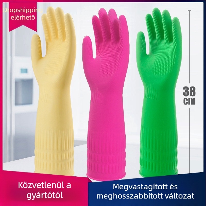 Latex kesztyű vastagított ín-fogással, marháinból származó markolattal, koreai stílusú hosszú ujjal, kopásálló, vízálló és csúszásmentes, konyhai és ipari használatra