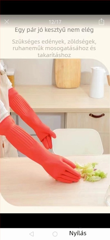 Női téli fleece-belelt hosszú konyhai tisztítókesztyűk, vízálló latex kesztyűk mosogatáshoz