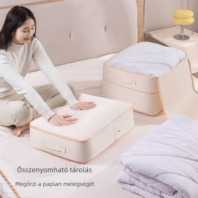 Szatén anyagú ruhatartó tároló doboz, nagy kapacitású, porvédett, többfunkciós rendező ruhákhoz és paplanokhoz