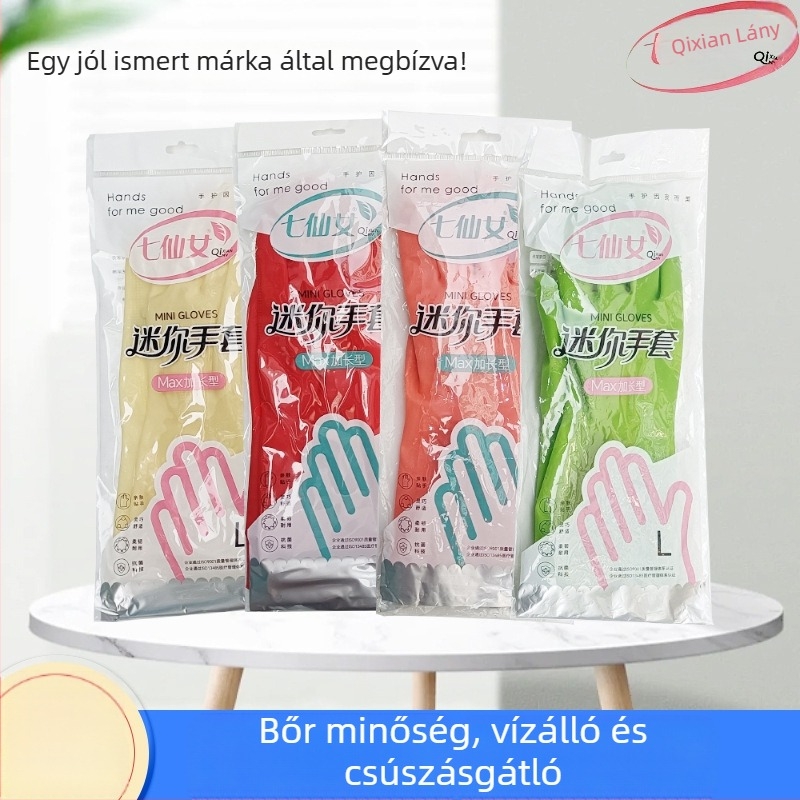 Seven Fairies latex kesztyűk, 31 cm hosszú, vízálló háztartási kesztyűk mosogatáshoz és ruhatisztításhoz