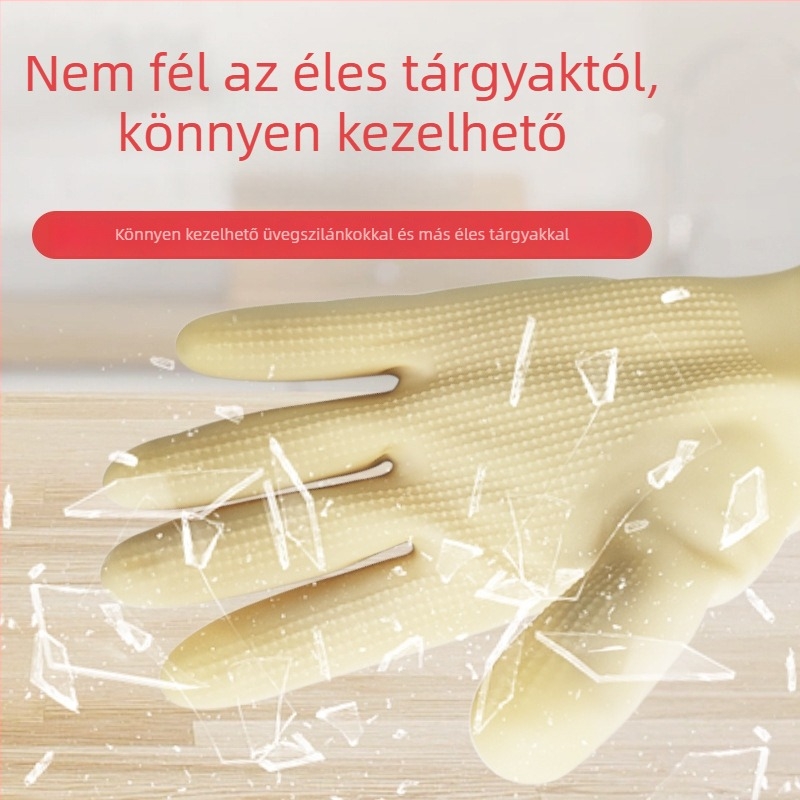 Seven Fairies latex kesztyűk, 31 cm hosszú, vízálló háztartási kesztyűk mosogatáshoz és ruhatisztításhoz