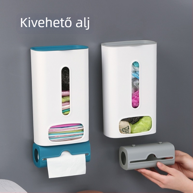 Fali szerelhető szemeteszsák tároló doboz, konyhai, 2L kapacitás, PP műanyag, modern minimalist dizájn