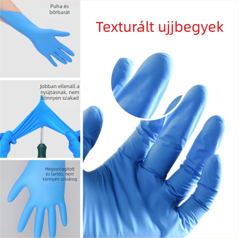 Rózsaszín nitril kesztyűk, 9 hüvelyk hosszú, kopásálló, víz- és olajálló, magas rugalmasságú, tartós, csúszásmentes, egyszer használatos