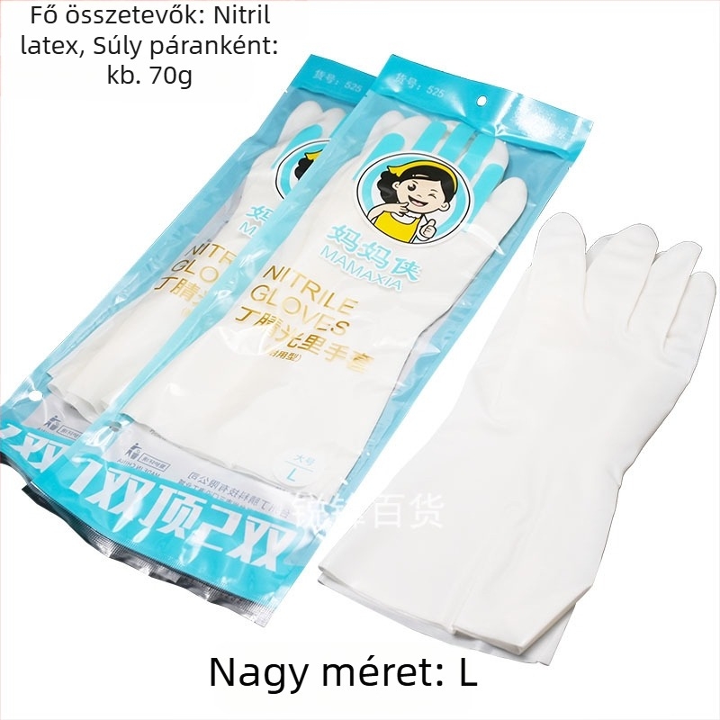 Nitril kesztyűk háztartási mosogatáshoz, 32 cm hosszú, normál vastagságú, vízálló tisztításhoz