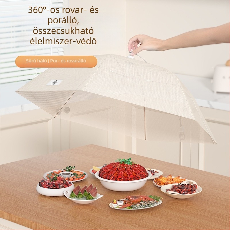 Új, egyszerű tálfedél háztartási használatra, vastag hálós védelem a legyek ellen, asztal- és ételfedő, összecsukható, szúnyogok elleni