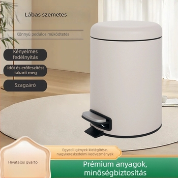 Lábpedálos szemetes fedővel, 5 l, hengeres, otthoni használatra (fürdőszoba, WC, konyha, nappali) logó nyomtatással
