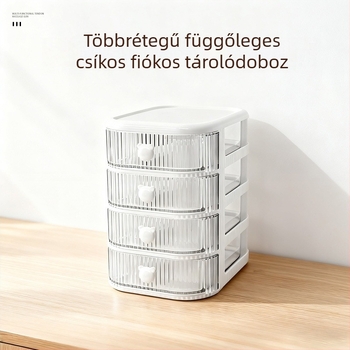 Átlátszó műanyag asztali tároló, nagy kapacitású, több rekeszes irodai szervező