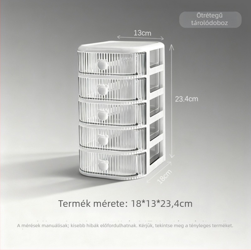 Átlátszó műanyag asztali tároló, nagy kapacitású, több rekeszes irodai szervező