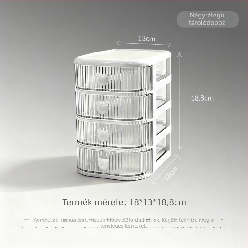 Átlátszó műanyag asztali tároló, nagy kapacitású, több rekeszes irodai szervező