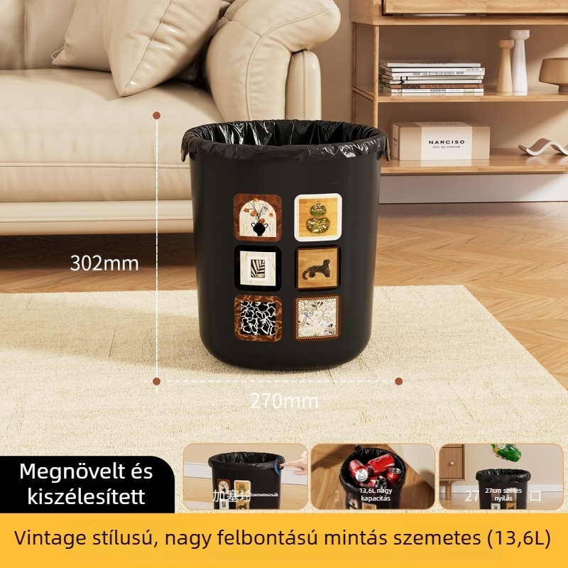 Vintage stílusú nappali kuka, nagy kapacitású, fedél nélküli, luxus otthoni használatra, 2025 modell, 9 L