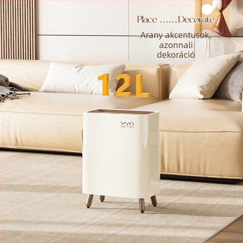 Fedél nélküli négyzetes szemetes, krémes stílusban, nappali és konyha számára, 12 L kapacitás, modern dizájn