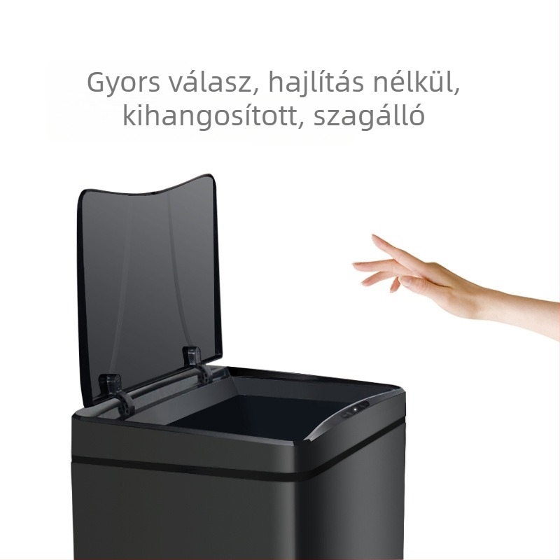 50L-es intelligens szenzoros, négyzet alakú rozsdamentes acél szemetes, konyha és nappali használatra, kereskedelmi célokra
