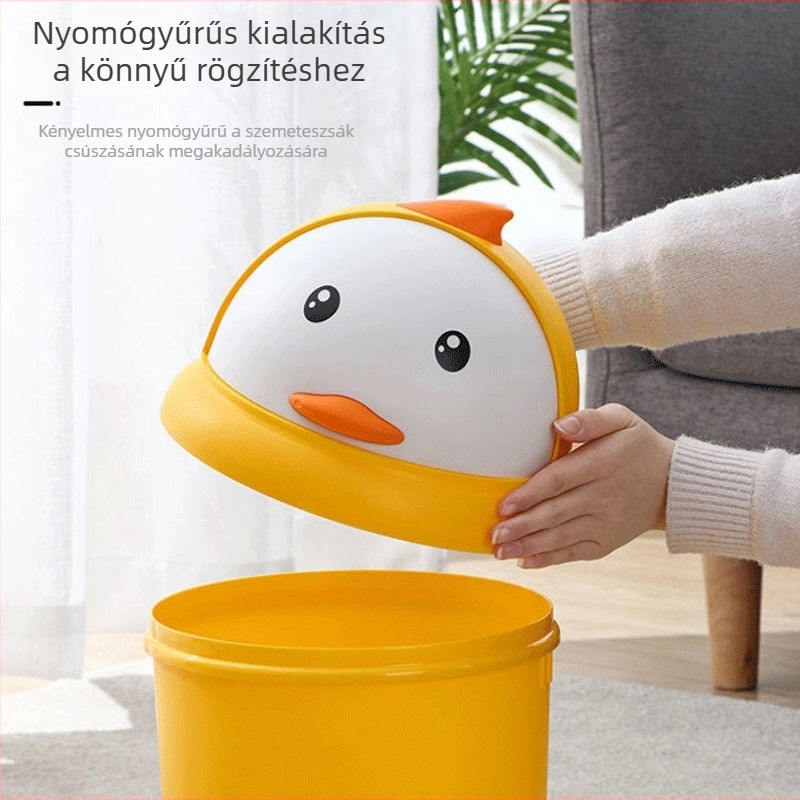 Bonny Duck 8L műanyag szemetes fedővel, hordó alakú – otthon, nappali, kollégium és fürdőszoba