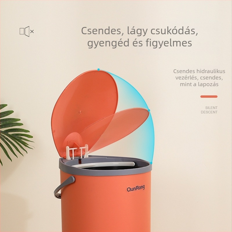 Műanyag pedálos szemetes, 8 L, nagy kapacitású, fedél, lágy-zár funkcióval, nappaliba, konyhába és fürdőbe
