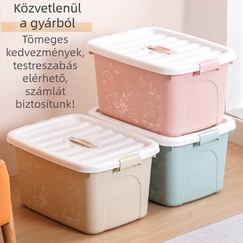 Műanyag tároló doboz háztartási használatra fedéllel, sokoldalú játékokhoz, ruhákhoz és egyéb holmikhoz