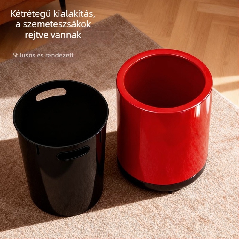 Krém színű dupla rekeszes szemetes kerékkel, fedél nélküli, 12 L kapacitással