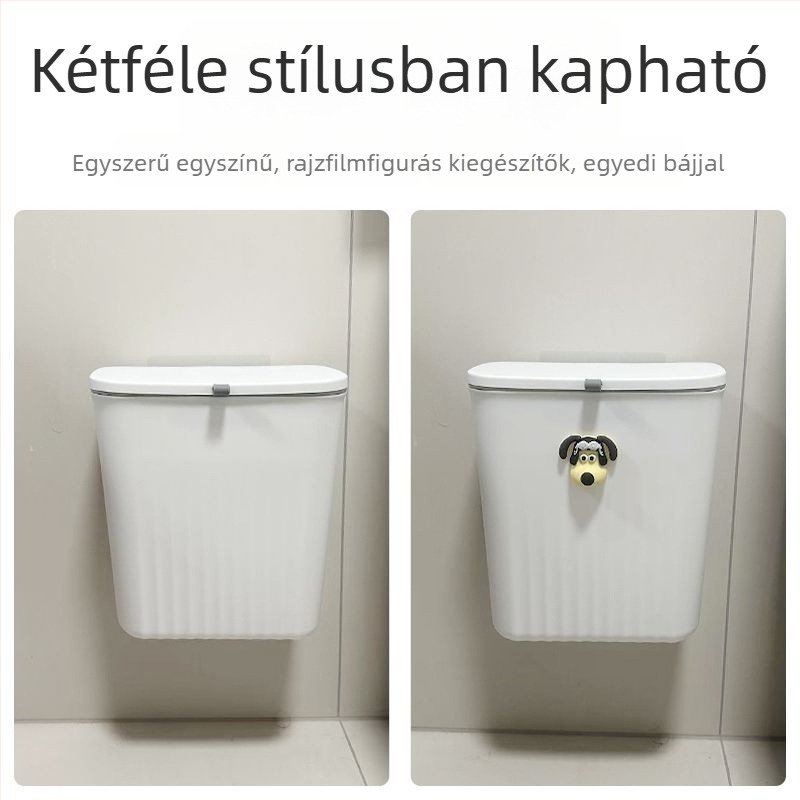 9 literes műanyag konyhai szemetes fedővel, falra szerelhető, otthoni használatra