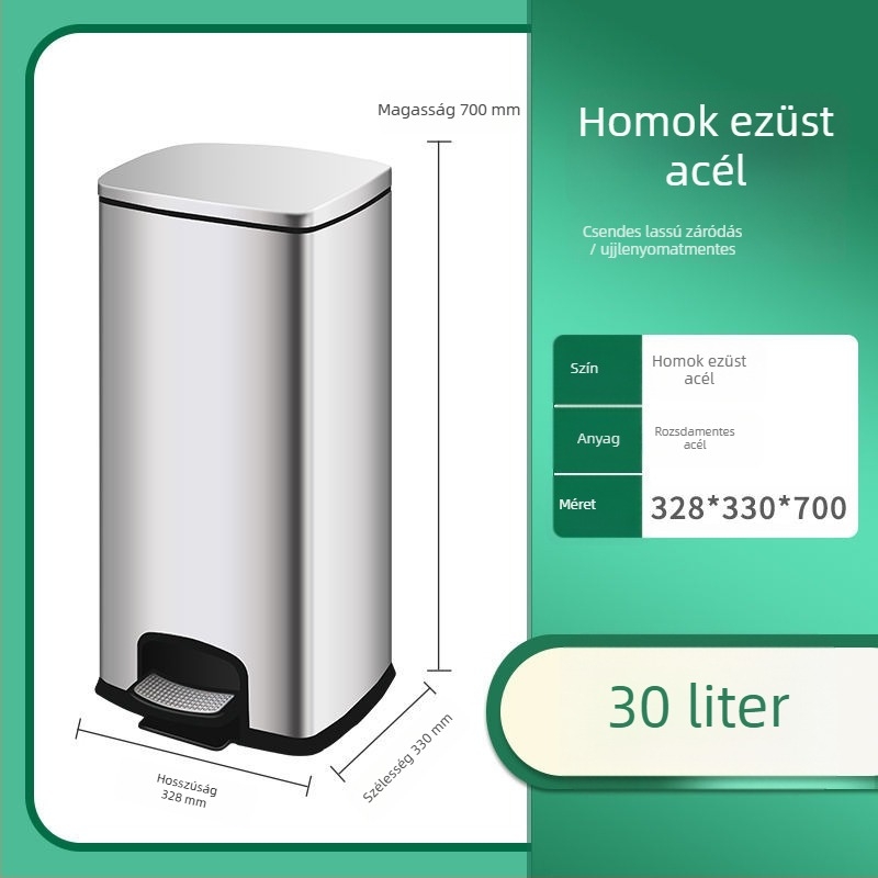 Fedeles lábbal működtethető szemetes konyhához és fürdőszobához, nagy kapacitású rozsdamentes acélból, otthonra, nappalira és irodába