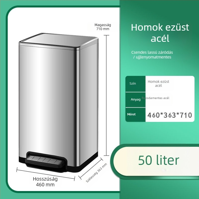 Fedeles lábbal működtethető szemetes konyhához és fürdőszobához, nagy kapacitású rozsdamentes acélból, otthonra, nappalira és irodába