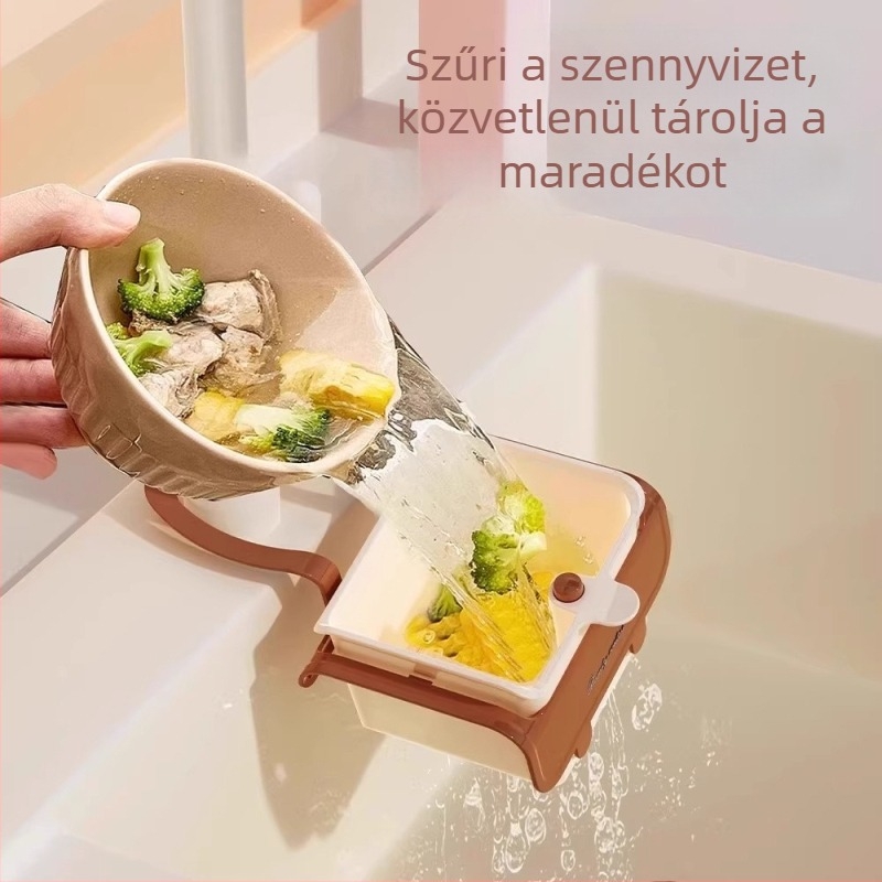 Mosogatóba illő leeresztő kosár és többfunkciós tárolóállvány fürdőszobához