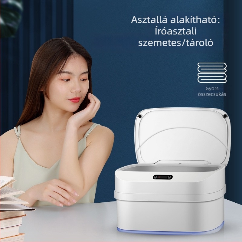 Intelligens, összecsukható szemetes szenzoros nyitással, indukciós nyitás, 13–17 L, nappali, hálószoba és konyha