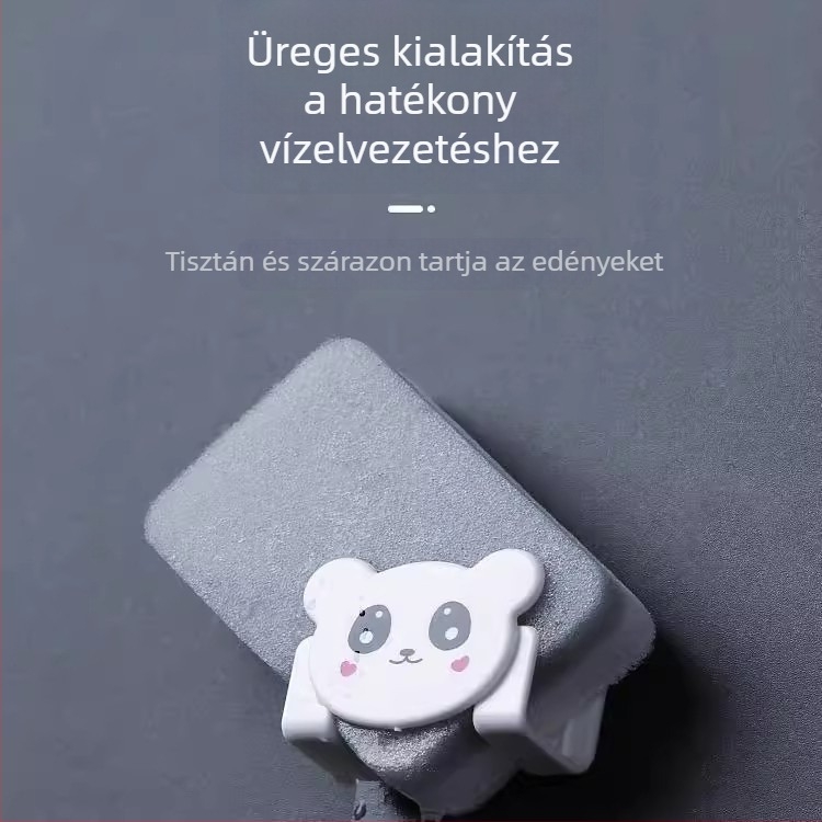 Rajzfilm-stílusú konyhai szivacs- és rongytároló szívókorongos rögzítéssel