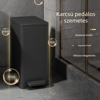 Háztartási pedálos szemetes rozsdamentes acélból, vízálló, csendes, antibakteriális, nagy kapacitású
