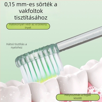 Gyerekeknek készült fogkefe, 2 darabos csomag, puha sörtékkel, csúszásmentes nyél kristályos dizájnnal, 6–12 éveseknek