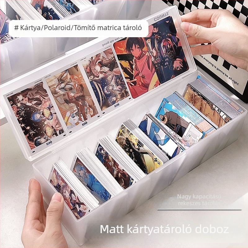 Matt felületű kis kártya- és kábel tároló doboz rekeszekkel és fedéllel