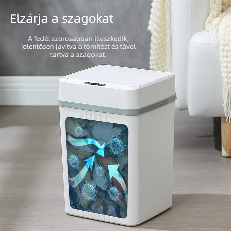 Újratölthető okos szemetes automata szenzoros fedéllel, otthon, hálószoba, nappali és fürdőszoba számára (18-25 L)