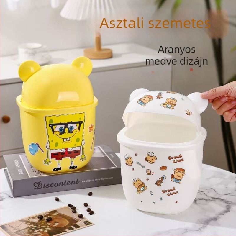 Mackó alakú asztali kuka, aranyos mini papírkosár otthoni és irodai használatra