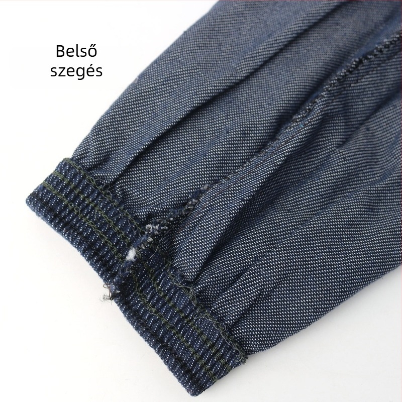 Denim ujjvédők munkához, uniszex, négytűs varrással, olajálló, foltálló és kopásálló