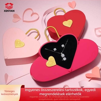Szív alakú ékszerdoboz Valentin-napra, nyaklánc tároló, prémium dizájn